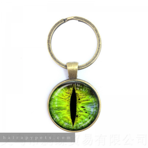 green cat eye keychain bronze