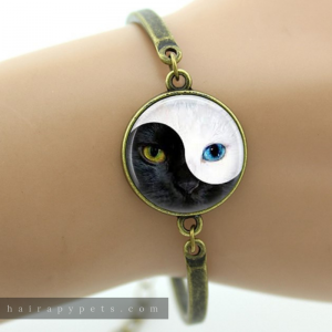yin yang cat eyes bracelet bronze