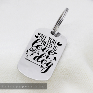 all you need is love and a dog keychain stainless steel