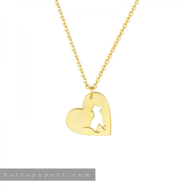 dog in heart necklace gold