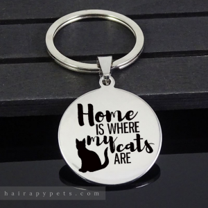 home is where my cats are keychain