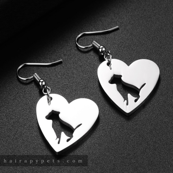 dog heart earrings stainless steel