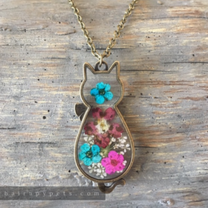 floral cat necklace bronze