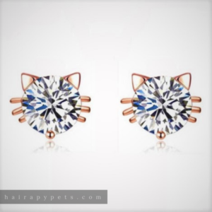 rosegold sparkle cat stud earrings